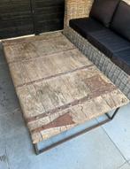 Unieke salontafel met roest staal frame, Huis en Inrichting, Tafels | Salontafels, Ophalen, Gebruikt, 50 tot 100 cm, 150 tot 200 cm