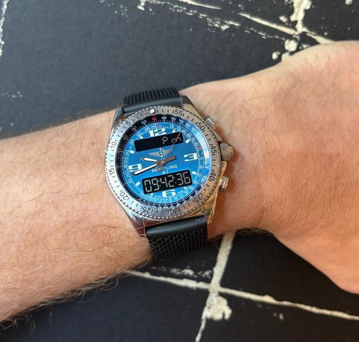 Breitling B-1 heren horloge full set doos papieren rubber, Sieraden, Tassen en Uiterlijk, Horloges | Heren, Zo goed als nieuw