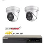 8MP Darkfighter  Hikvision IP PoE set/NVR + 2x camera, Audio, Tv en Foto, Nieuw, Buitencamera, Ophalen of Verzenden