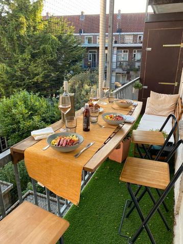 Uitklapbare balkontafel teak hout beschikbaar voor biedingen