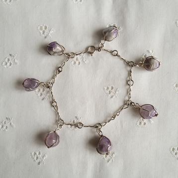 Amethist edelsteen enkelbandje armband beschikbaar voor biedingen