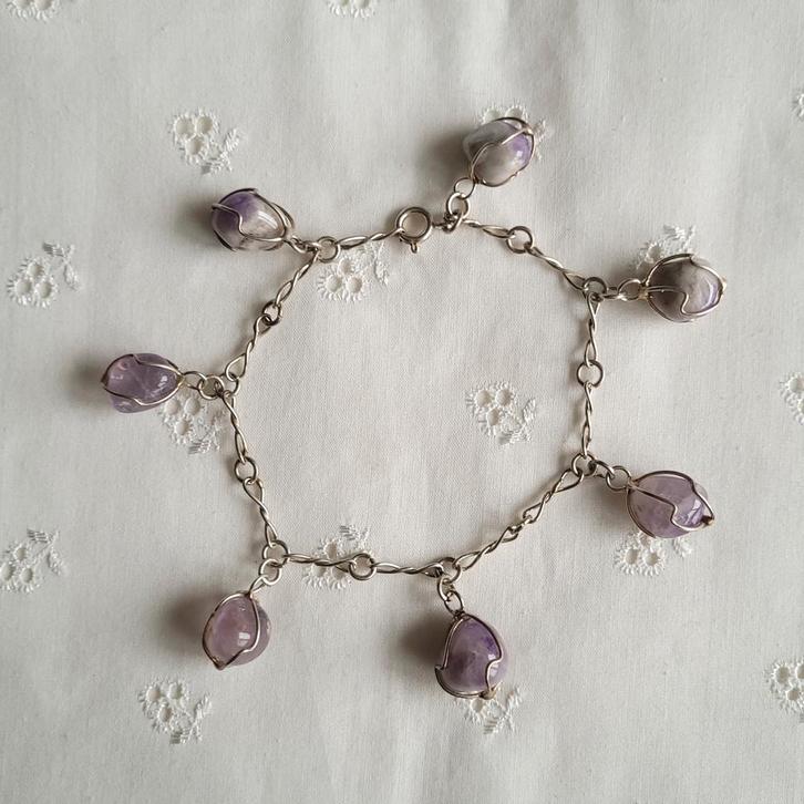 Amethist edelsteen enkelbandje armband, Sieraden, Tassen en Uiterlijk, Enkelbandjes en Enkelkettinkjes, Nieuw, Overige materialen