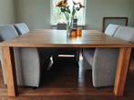 Mooie vierkante eiken tafel 153x153 cm met 8 stoelen, Gebruikt, Ophalen of Verzenden, Vierkant