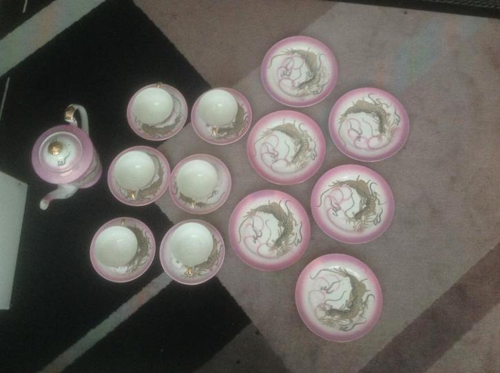 Antiek koffieservies "Geisha" /jaren 1945-50/, Huis en Inrichting, Keuken | Servies, Zo goed als nieuw, Compleet servies, Overige stijlen