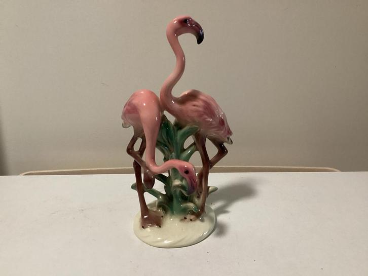 Cortendorf Keramiek Flamingo Beeld - West Germany, Verzamelen, Beelden en Beeldjes, Gebruikt, Dier, Ophalen of Verzenden