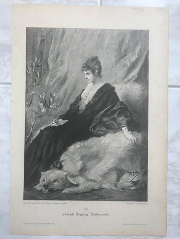 Joseph Koppay: Träumerei, 1895, or. gravure, 31x22cm. Mooi! beschikbaar voor biedingen