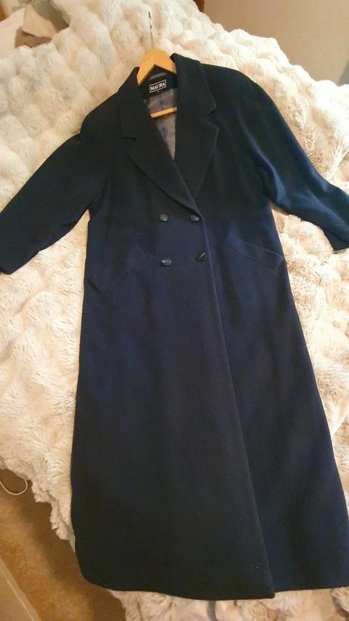 Maura wollen/kasmire jas, lang, Kleding | Dames, Jassen | Winter, Zo goed als nieuw, Maat 42/44 (L), Blauw, Ophalen of Verzenden