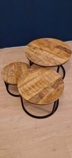 Salontafel rond, 3-delig, Huis en Inrichting, Tafels | Salontafels, Ophalen, Gebruikt, 50 tot 100 cm, Rond