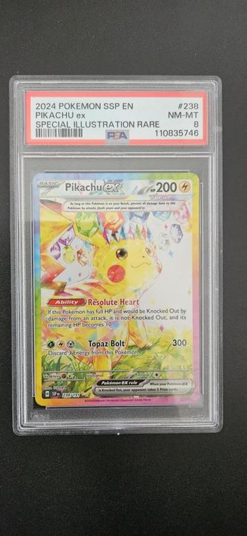 Pokemon Pikachu ex 238/191 PSA 8 Surging Sparks beschikbaar voor biedingen