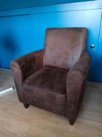 fauteuil suede leder look bruin feuteuil stoel, Huis en Inrichting, Fauteuils, Minder dan 75 cm, Zo goed als nieuw, 50 tot 75 cm
