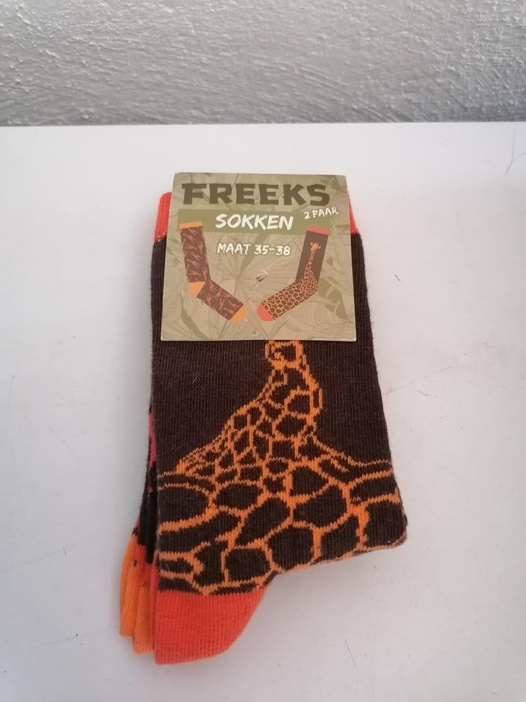 Freek vonk Giraffe Sokken - Maat 34/35 - Nieuw, Sokken en Kniesokken, Bruin, Nieuw, Overige maten
