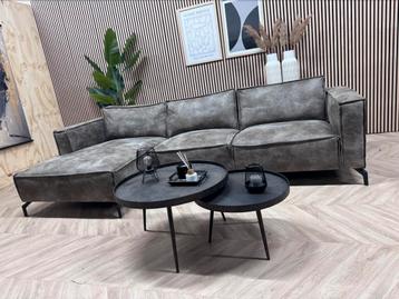 ZGAN Hippe Eco Lederen Hoekbank - Gemêleerd Grijs - 305x160 beschikbaar voor biedingen