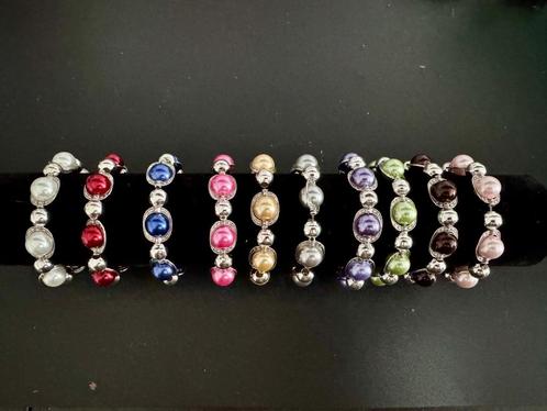 Parelarmbanden met zilverkleurige verdelers set van 3, Sieraden, Tassen en Uiterlijk, Armbanden, Nieuw, Overige materialen, Overige kleuren
