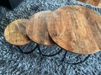 Colmore by Diga salontafels/ bijzettafels 3-set Mangohout, Ophalen, Overige materialen, 50 tot 100 cm, Rond