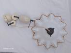 Art deco opaline hanglamp met porseleinen hangsysteem, Antiek en Kunst, Ophalen of Verzenden