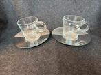 2 x Nespresso kopje (glas) en schotel (rvs 18/10), Huis en Inrichting, Keuken | Servies, Gebruikt, Nespresso, Nespresso, Ophalen of Verzenden