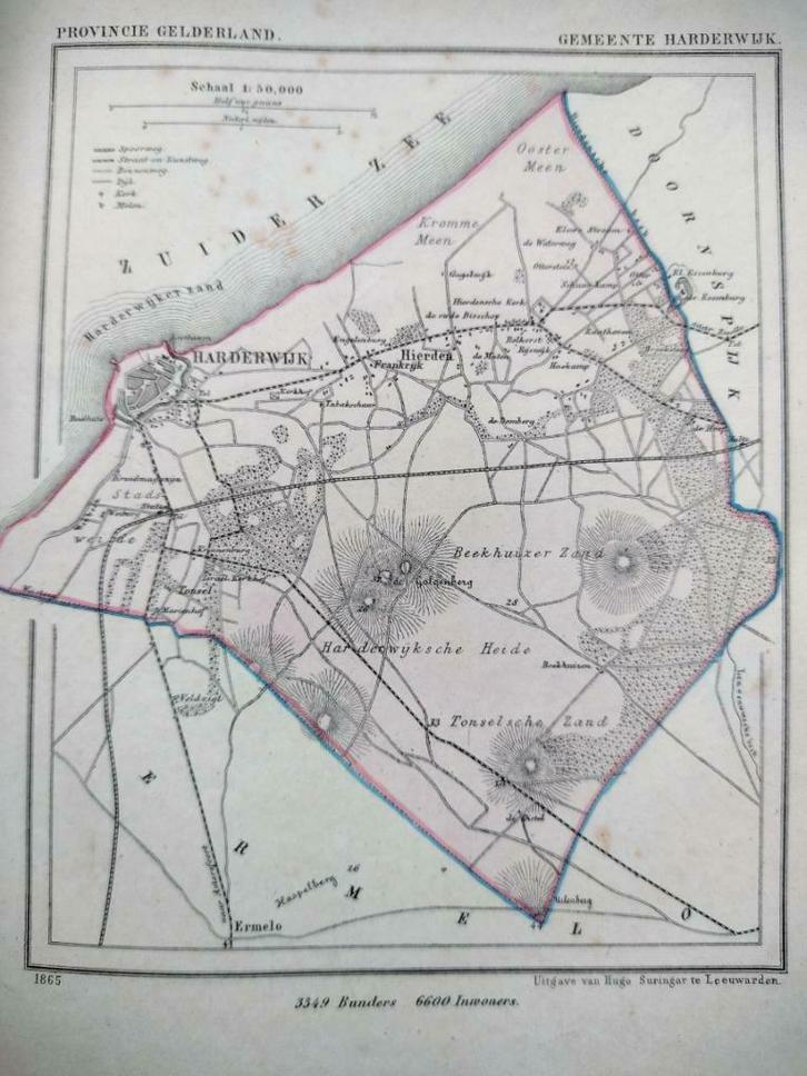 091 / Harderwijk / Hierden / Litho 1867 Kuyper, Antiek en Kunst, Kunst | Litho's en Zeefdrukken, Ophalen of Verzenden