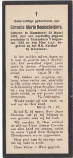Cornelis Raadschelders 1910 Moordrecht + 1933 Sassenheim, Verzamelen, Bidprentjes en Rouwkaarten, Verzenden