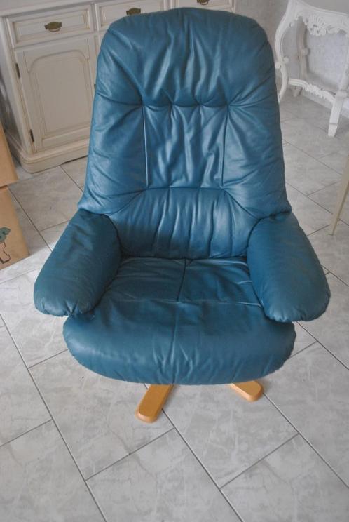Fauteuil, relaxstoel, leer, Brunstad design, Huis en Inrichting, Fauteuils, Gebruikt, Leer, 75 tot 100 cm, Minder dan 75 cm, Ophalen