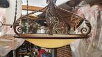Hele Grote Plafon Hanglamp Anno 1929 Smeetijzer en grote gla, Ophalen, Zo goed als nieuw, Glas, 75 cm of meer