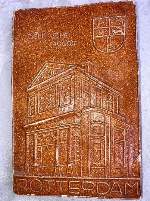 Rotterdam Oude tegel Delftsche Poort Cloisonné Wapen R'dam, Antiek en Kunst, Curiosa en Brocante, Verzenden