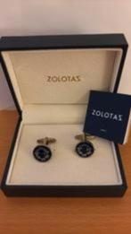Zolotas manchetknopen Daphne gepolijst zilver blauw emaille, Sieraden, Tassen en Uiterlijk, Manchetknopen, Ducoso, Ophalen of Verzenden