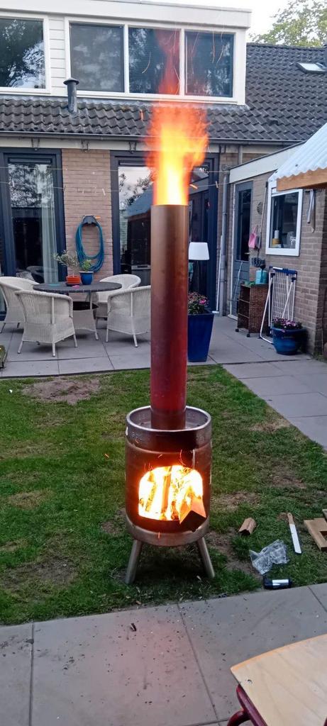 Rvs Bierfustkachel terrashaard vuurhaard terrasverwarming, Tuin en Terras, Ophalen, Nieuw