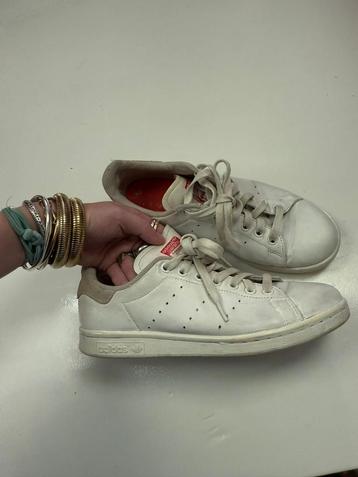 Adidas Stan Smith witte sneakers met roze/rood mt 39 1/3 beschikbaar voor biedingen