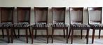 6 BANNINK JUGENDSTIL EETKAMER STOELEN, Ophalen, Zo goed als nieuw, Bruin, Stof