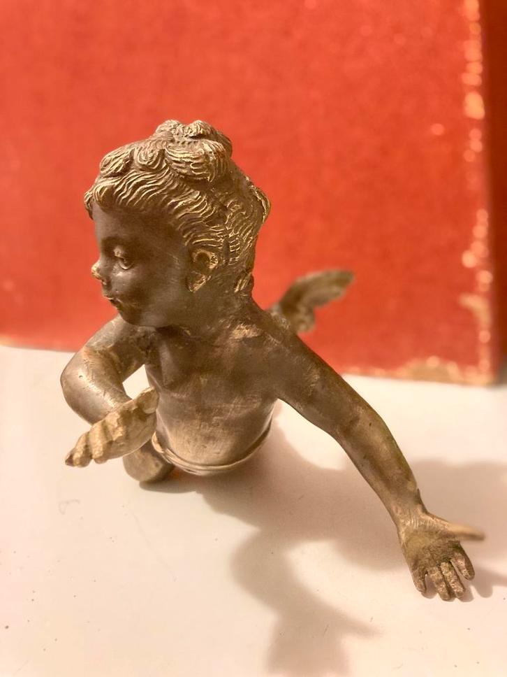 Antieke Vergulde Bronzen Cherubijn/Cupido - 12de-19de Eeuw, Antiek en Kunst, Kunst | Beelden en Houtsnijwerken, Ophalen of Verzenden