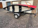 Twee kano’s op trailer, Watersport en Boten, Kano's, Ophalen, Gebruikt, Canadese kano of Open kano, Met peddels
