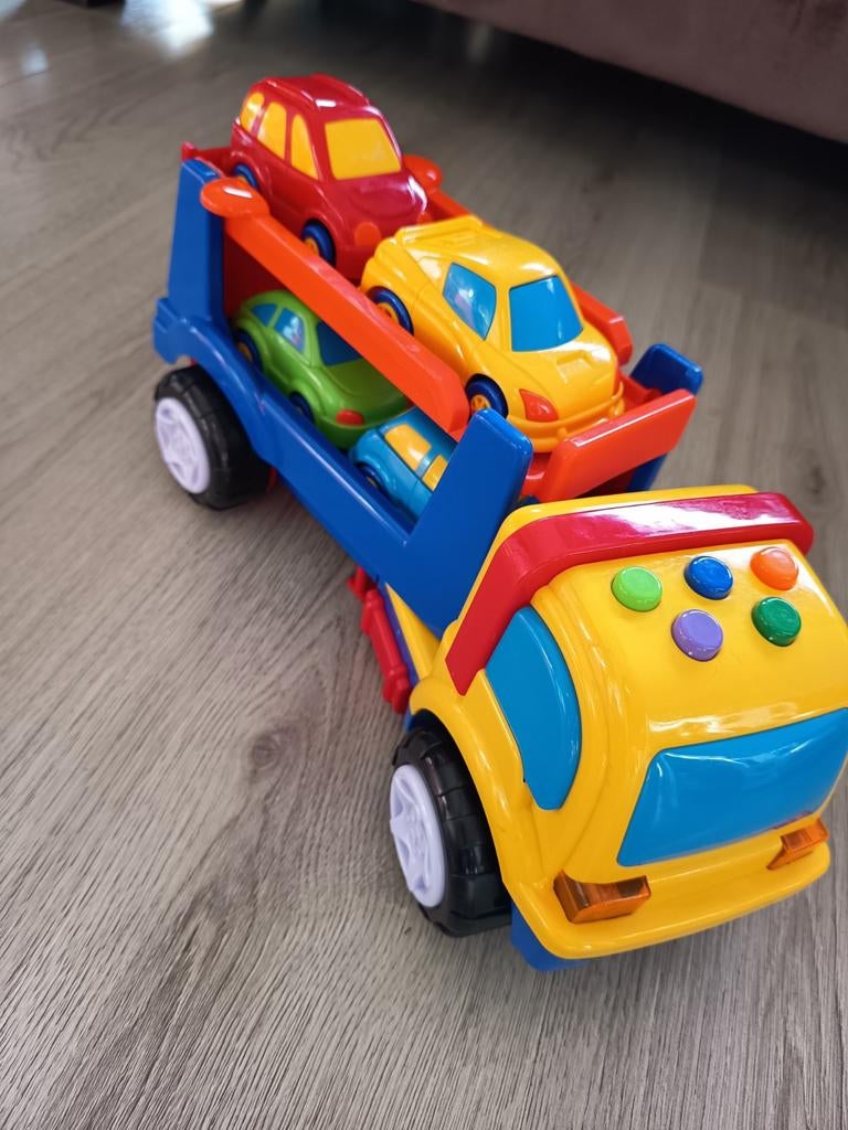 Kleine Transporter met 4 Autootjes - Met Geluid!, Ophalen of Verzenden, Gebruikt, Jongen of Meisje