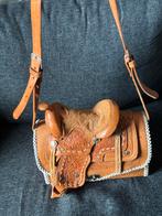 Unieke Vintage Lederen zadel handtas, Sieraden, Tassen en Uiterlijk, Tassen | Damestassen, Ophalen of Verzenden, Gebruikt, Bruin