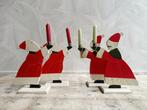 Vintage houten kandelaars Ikea kerstelfjes, Huis en Inrichting, Woonaccessoires | Kandelaars en Kaarsen, Overige materialen, -