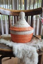 afrikaanse opbergmandje bijou mandje oranje handgemaakt, Mand, Verzenden, Rond, Nieuw