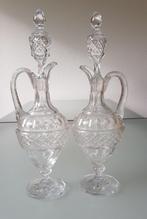 Twee antieke/vintage kristallen karaffen met sierlijke dop., Ophalen of Verzenden