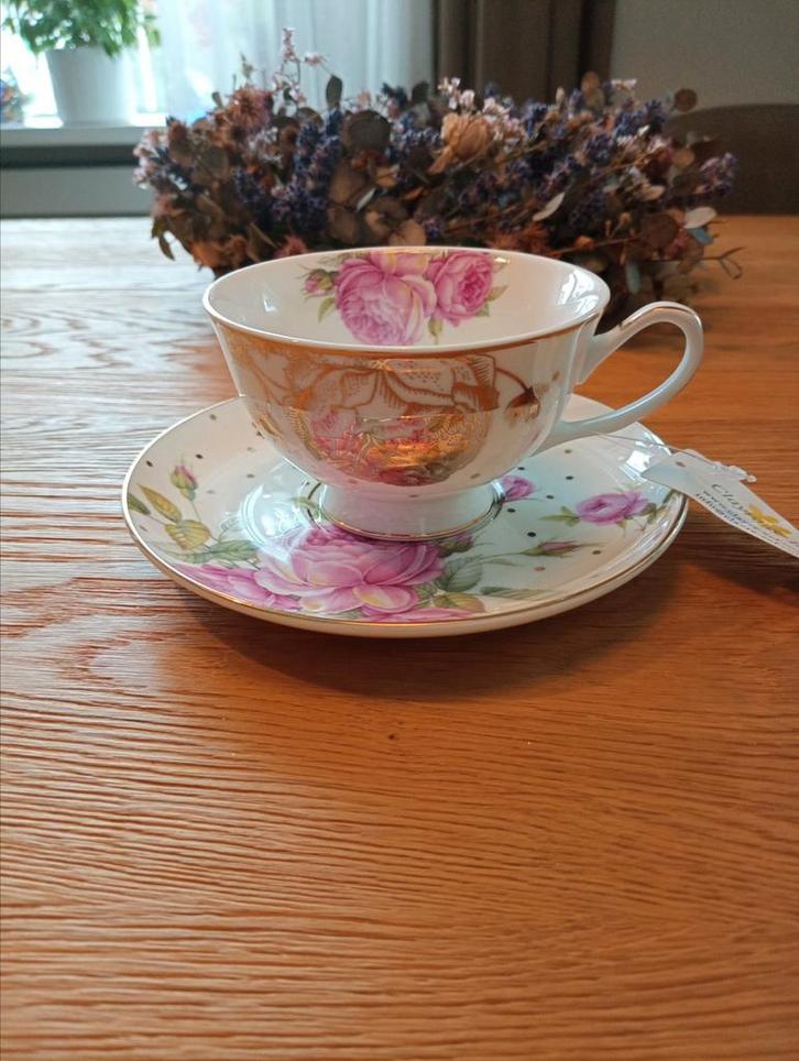 Clayre & Eef kop en schotel, nieuw, Huis en Inrichting, Keuken | Servies, Nieuw, Kop(pen) en/of Schotel(s), Overige stijlen, Porselein