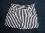 Mango zomers short blauw wit gestreept linnen maat M, Maat 38/40 (M), Mango, Kort, Blauw