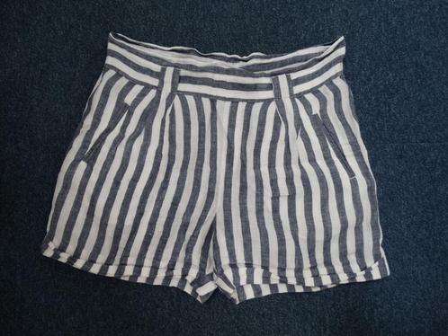 Mango zomers short blauw wit gestreept linnen maat M, Kleding | Dames, Broeken en Pantalons, Gedragen, Maat 38/40 (M), Blauw, Kort