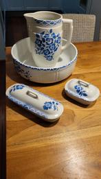 Vintage waskom set met kan en zeepbakjes, Antiek en Kunst, Ophalen of Verzenden