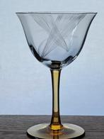 Vintage kristallen glasservies, amberkleurige voet, Antiek en Kunst, Antiek | Glas en Kristal, Ophalen