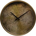 Wandklok rond 30 cm metaal kleur mosterd, Ophalen of Verzenden, Nieuw, Analoog, Wandklok