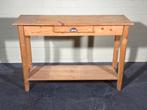 Houten consoletafel met lade en plank sidetable, Huis en Inrichting, Tafels | Sidetables, Ophalen, B, Gebruikt, 100 tot 150 cm