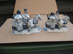2 stuks poreseleinen blauw koets ., Antiek en Kunst, Ophalen of Verzenden