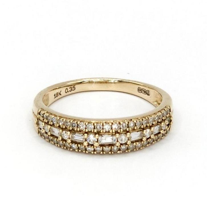 Gouden ring met diamanten - 18K, Sieraden, Tassen en Uiterlijk, Ringen, Zo goed als nieuw, Dame, 17 tot 18, Goud, Goud, Met edelsteen