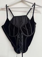 Zwarte Velvet Corset Top - ROMWE XL, Kleding | Dames, Tops, Ophalen, Zwart, Maat 46/48 (XL) of groter, Zo goed als nieuw