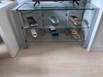 Stalen tv-meubel, Ophalen, Gebruikt, 100 tot 150 cm, Glas