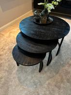 3 salontafels set zwart erik kuster styl, Huis en Inrichting, Rond, Zo goed als nieuw, Minder dan 50 cm, 50 tot 100 cm