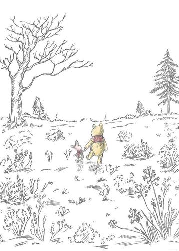 Winnie the Pooh behang Walk, Baby Kinderkamer fotobehang Poe beschikbaar voor biedingen