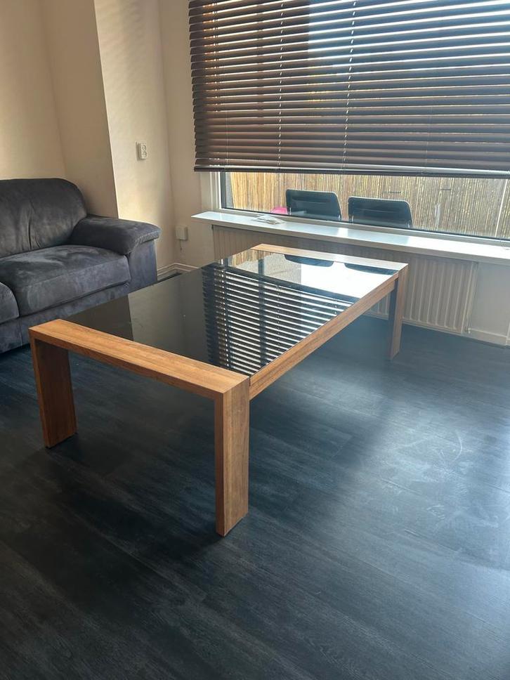 Grote Salon Tafel met Glazen Blad, Huis en Inrichting, Tafels | Salontafels, Gebruikt, Minder dan 50 cm, 100 tot 150 cm, 150 tot 200 cm